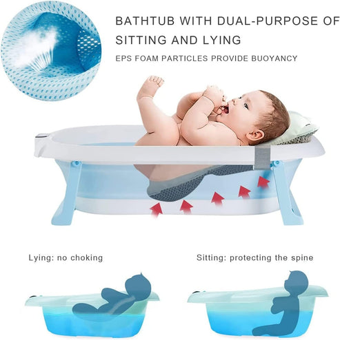 Foldable Bath Tub with Bathmat Cushion & Thermometer