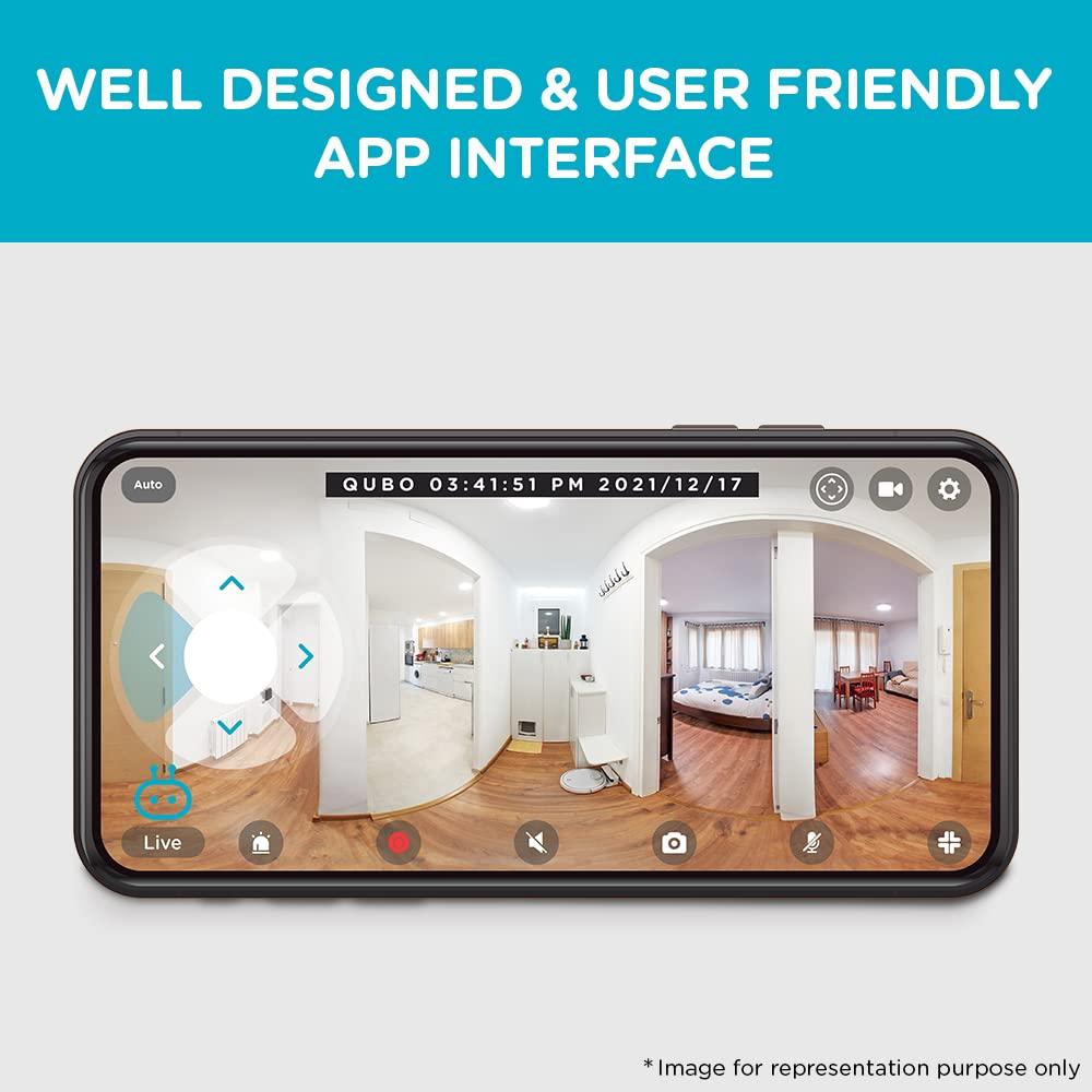 Qubo Smart Cam 360 Ultra from Hero Group | Made in India | 360 Degree Coverage | CCTV Wi-Fi Camera | 1080p Full HD | Two Way Talk | Mobile App Connectivity | Night Vision | Cloud & SD Card Recording, White