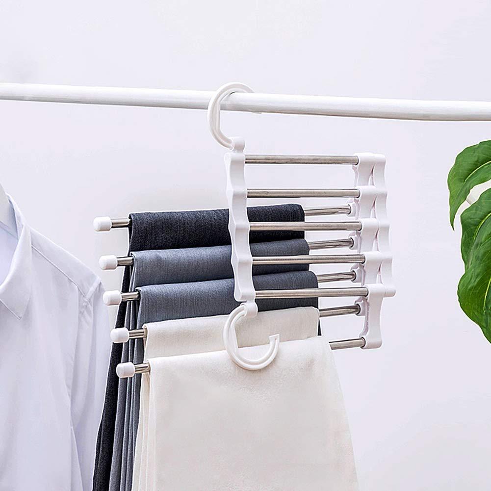 5 in 1 Stainless Steel Multifunction Retractable Pants Rack Trouser Hanger