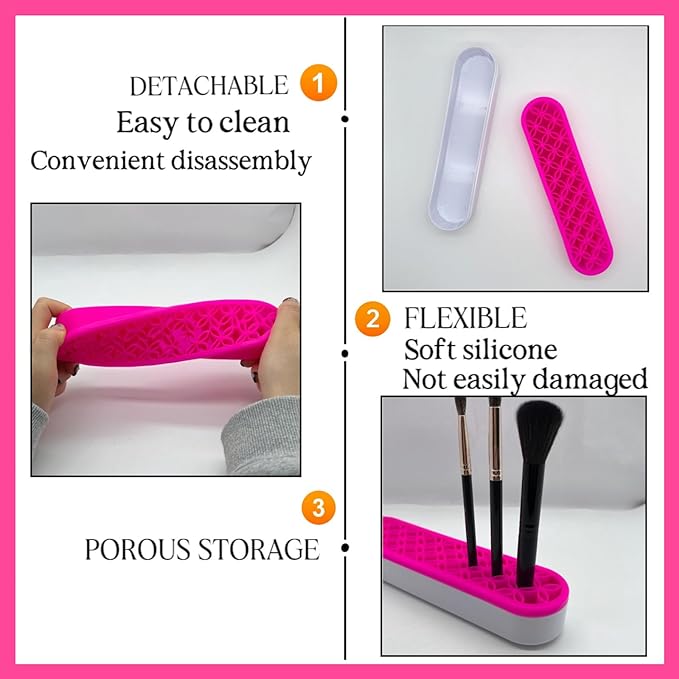 Multifunction Silicone Brush Holder -Cosmetic Storage Box & Desktop Organizers