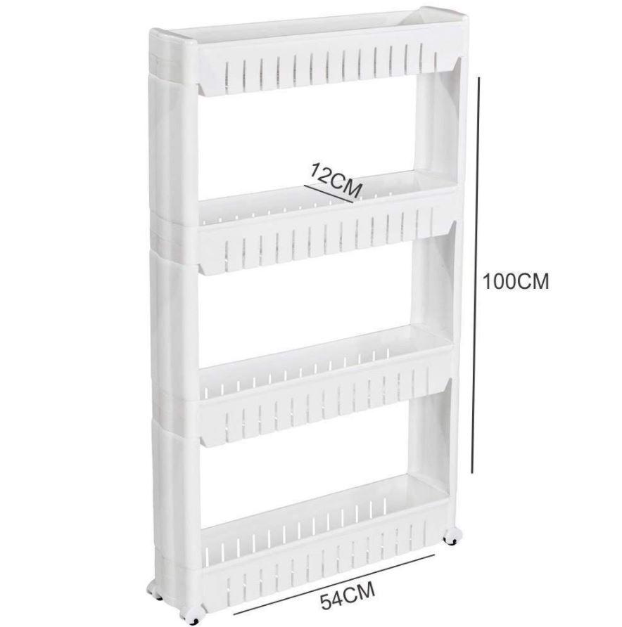 4 Shelves Multipurpose Slim Kitchen Organizer Storage Rack with Wheels for Home, Bedroom,Bathroom| (Assorted) Plastic