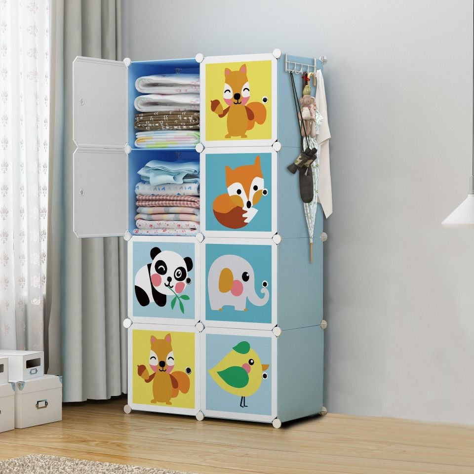 Kid's Plastic Wardrobe Cabinet (8 Door Storage Organizer)