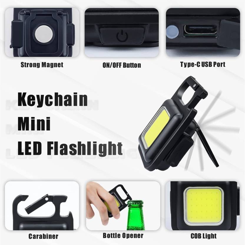 JXmalls - Mini LED COB Flashlight Keychain Light Portable Pocket